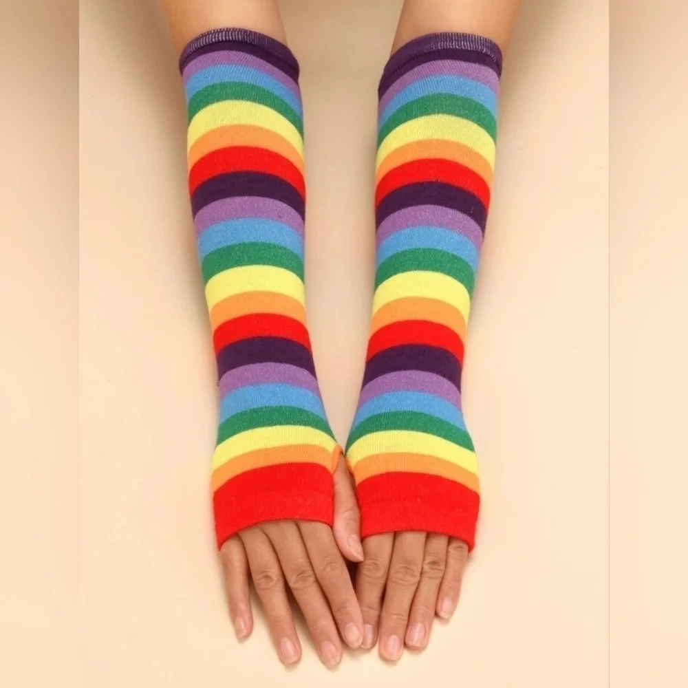Hand Crafted Firgerless Gloves Rainbow multicolored LGBTQIA+ Pride Long gloves